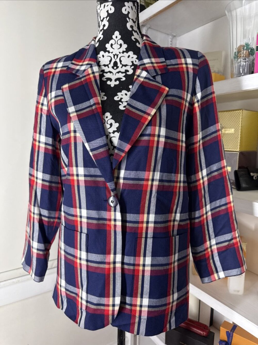 PENDLETON USA CLASSICS RAYON BLAZER PLAID JACKET WOMEN'S SIZE Petite 38 Bust